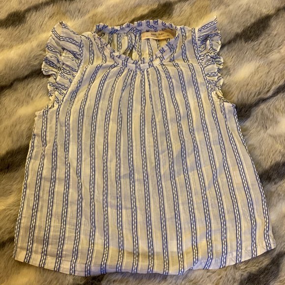 Blue and White Peasant Blouse Anthropologie XS - Picture 1 of 3